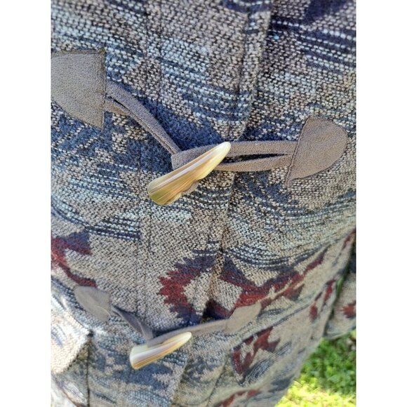 Vintage Billabong Women's Medium Coat Navajo Pattern Hooded Wool Blend Toggle Co - Picture 2 of 11